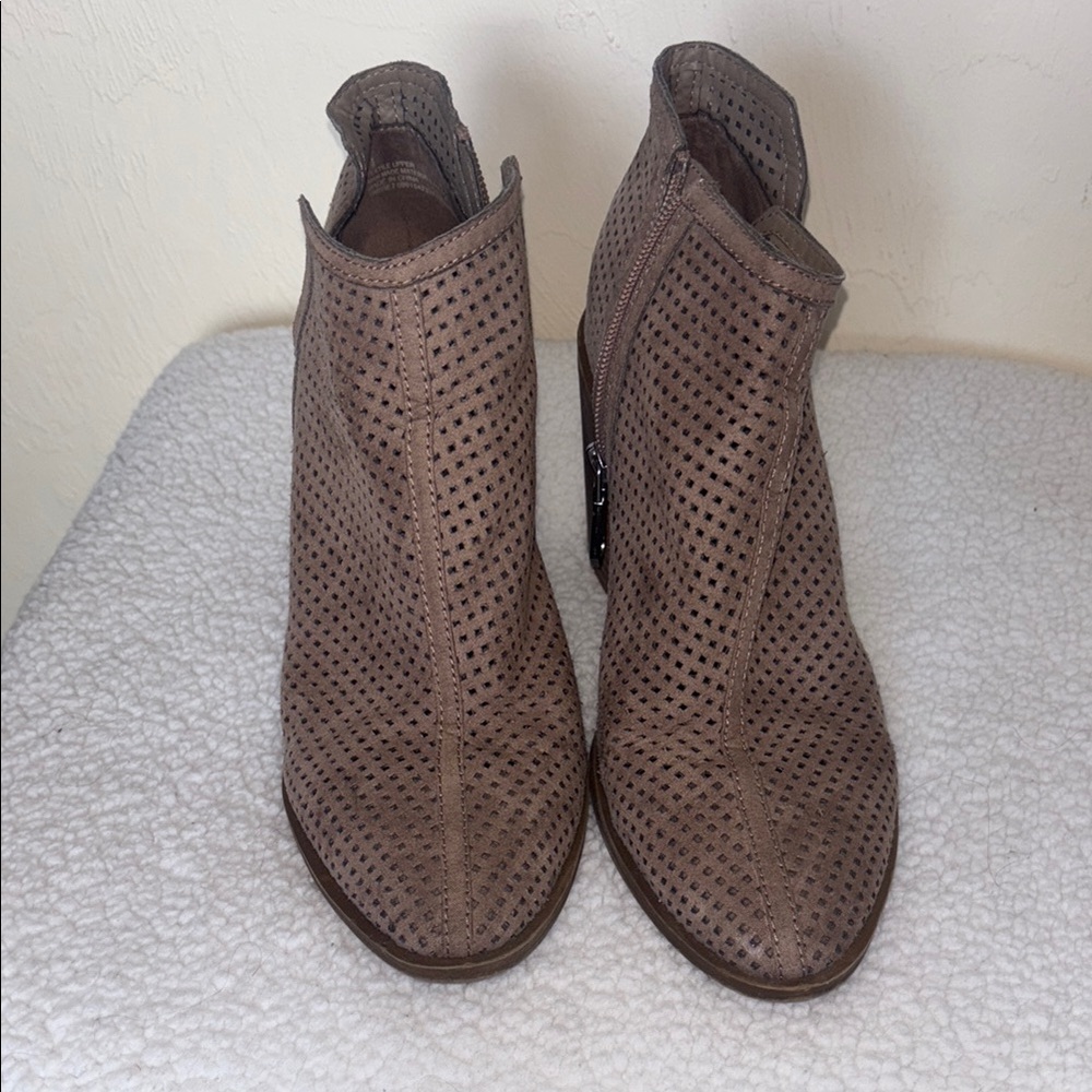 DV by Dolce Vita Tan Ankle Booties with Perforated Design